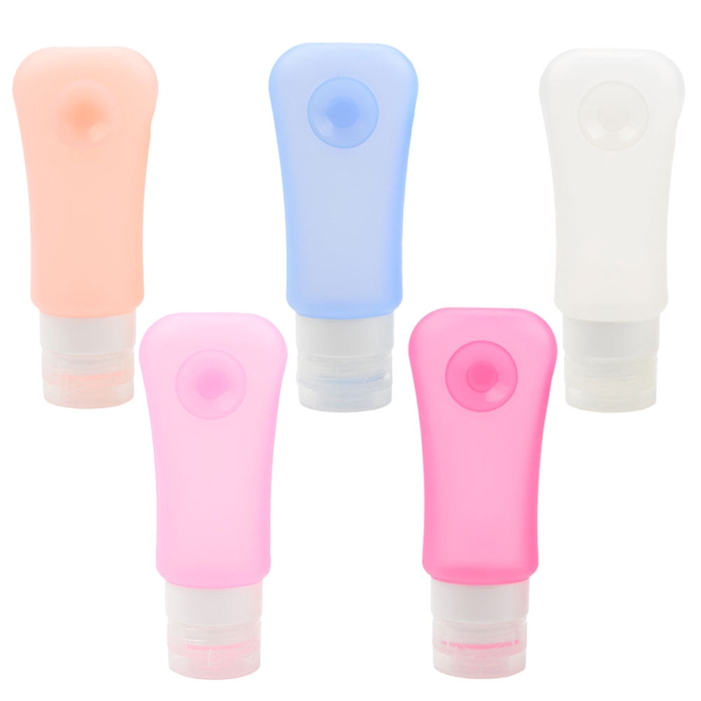 ROMANSENTIAL 5Pcs Travel Toiletry Containers made of Silicone for Moisturizer Dispenser with Leakproof Features