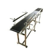EQCOTWEA 82.6"*7.8" Flat Conveyor PVC Industrial Transport Conveyor Belt Systems with Double Guardrails Black
