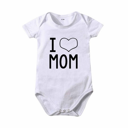 

Clearance! Realhomelove I Love Mom Infant Toddler Boys Girls Climbing Bodysuit Short Sleeve Romper Jumpsuit New Mom Gifts 1st Mothers Day Baby Outfit