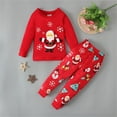 thumbnail image 2 of XEGLSBU Baby Christmas Outfit Unisex Toddler Boys Girls Pajamas Christmas Santa Pattern Kids Pants 2 Piece Pj's Long Sleeve Sleepwear Xmas Clothes Set Outfits Red Size 5-6 Years, 2 of 9