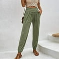 thumbnail image 1 of Ladies Basic Pants Slim Fit Casual Style Elastic Waist Solid Color Sports Outfit, 1 of 7