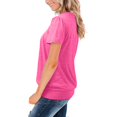 thumbnail image 6 of Tshirt Women Women's Round Neck Solid Color Pleated Short Sleeved Casual T-shirt, 6 of 6