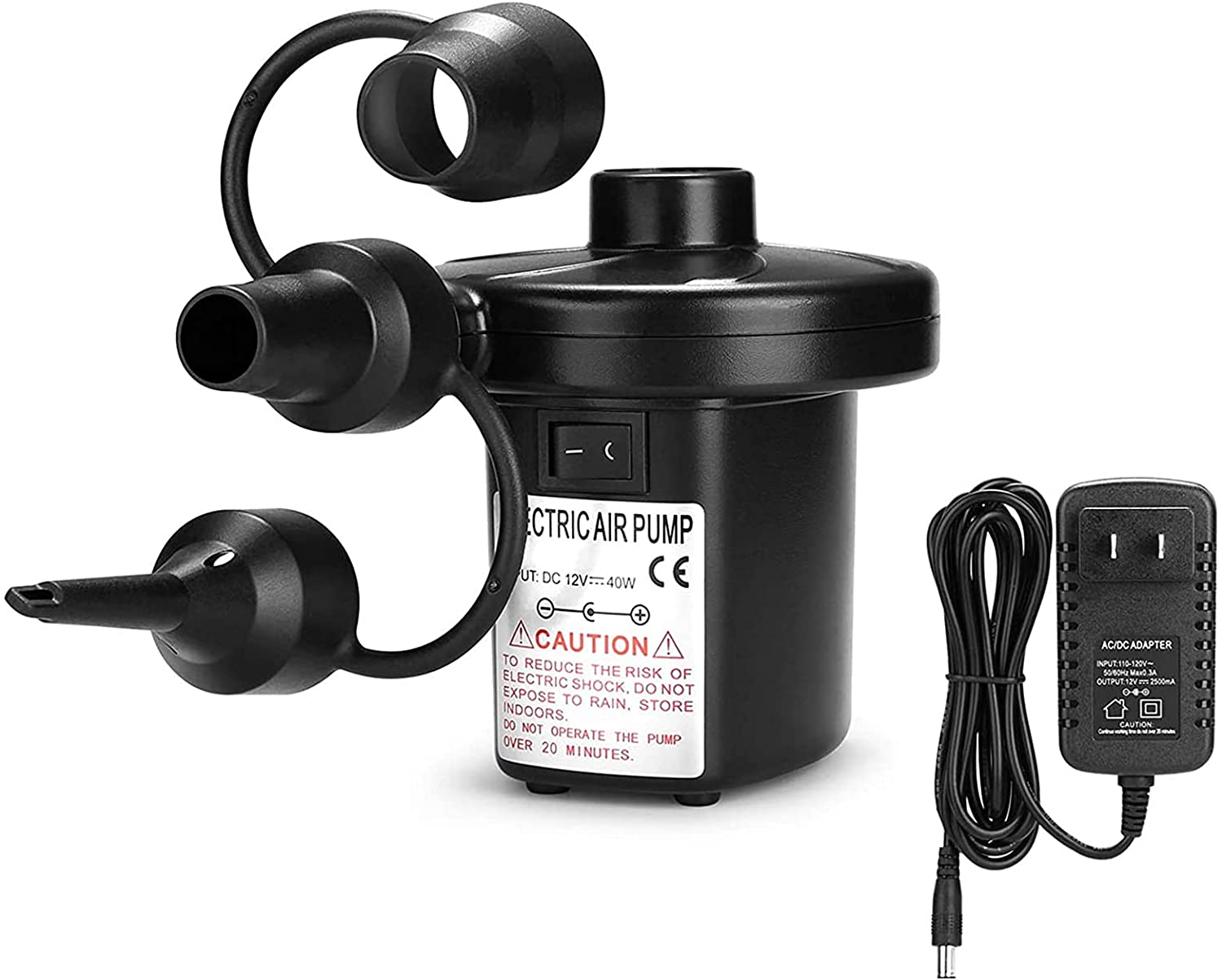 Electric Air Pump, Air Pump with 3 Nozzles, 110V,Inflator/Deflator