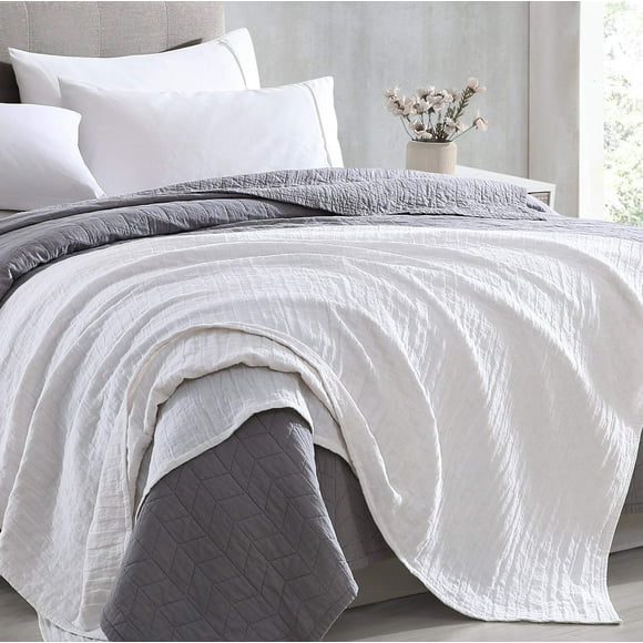 Dawson Star Three Layers Pre-Washed Gauze Blanket Lightweight Soft Breathable 100% Cotton Blanket (Throw, White)
