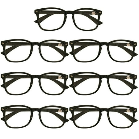 7 Packs Mens Womens Oval Round Frame Reading Glasses Blue Light Blocking Readers +3.00