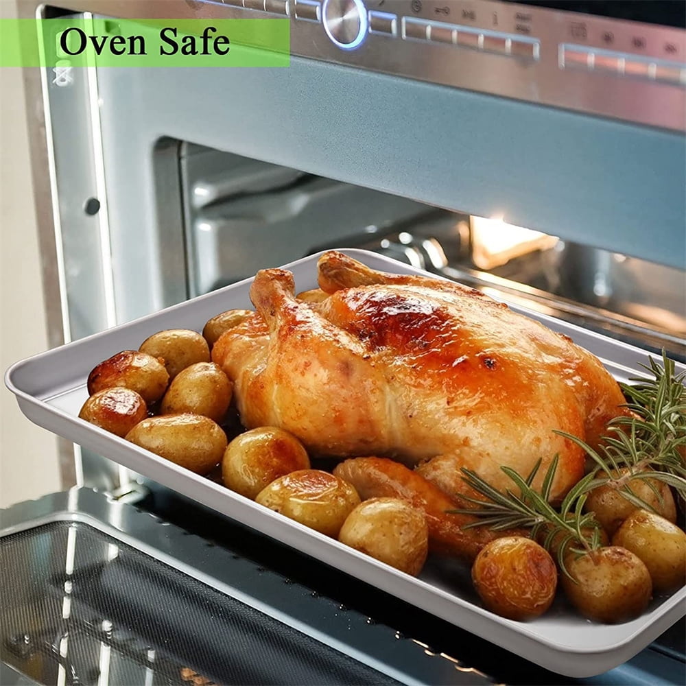 Casewin Baking Sheet with Rack Set 1 Sheet + 1 Rack,Stainless Steel Cookie Sheet with Cooling Rack, Baking Pan Tray with Wire Rack, Healthy & Non Stick & Dishwasher Safe