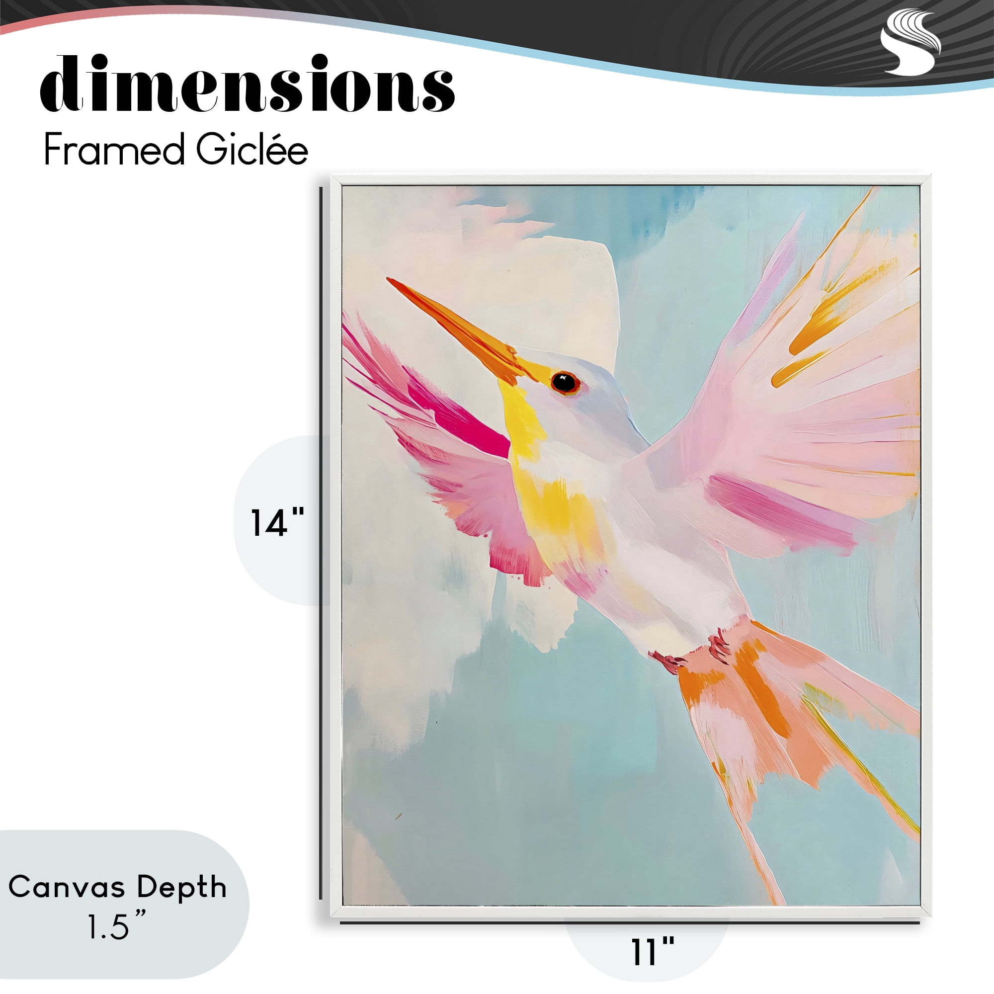 Stupell Industries Pastel Hummingbird Soaring White Framed Giclee Art, design by The Prints Vibe