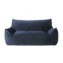 GDF Studio Calef Modern Velveteen 2 Seater Oversized Bean Bag Chair with Armrests, Midnight Blue