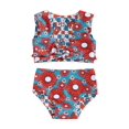 thumbnail image 2 of Aojekbee Kids Girl 4th of July Swimsuits Summer Letter Floral Print Knotted Tankini and Elastic Shorts Set Bikini Bathing Suits, 2 of 10