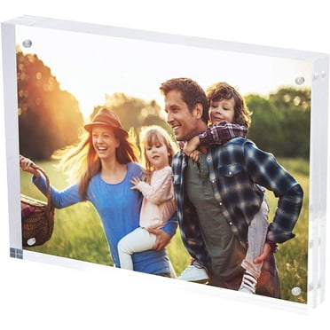 SimbaLux Magnetic Acrylic Photo Frame 8 in x 10 in Free-Standing Clear Desktop Floating Display with UV Protection