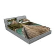 thumbnail image 2 of Ambesonne Rustic Fitted Sheet & Pillow Sham Set, River Pine Tree Forest, Full, Brown Green, 2 of 2