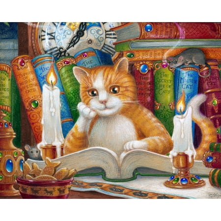 Christmas 1000 Piece Puzzle - Vermont Christmas Company The Literate Cat - 1000 Piece Jigsaw Puzzle