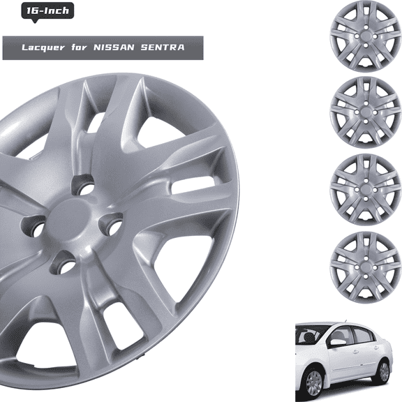 Wheel Rims Covers 16 inch 4 Pieces ,for 2007-2012 NISSAN SENTRA Compatible with Steel Wheels and Bolt on Installation Hubcaps PP Material (Lacquer)