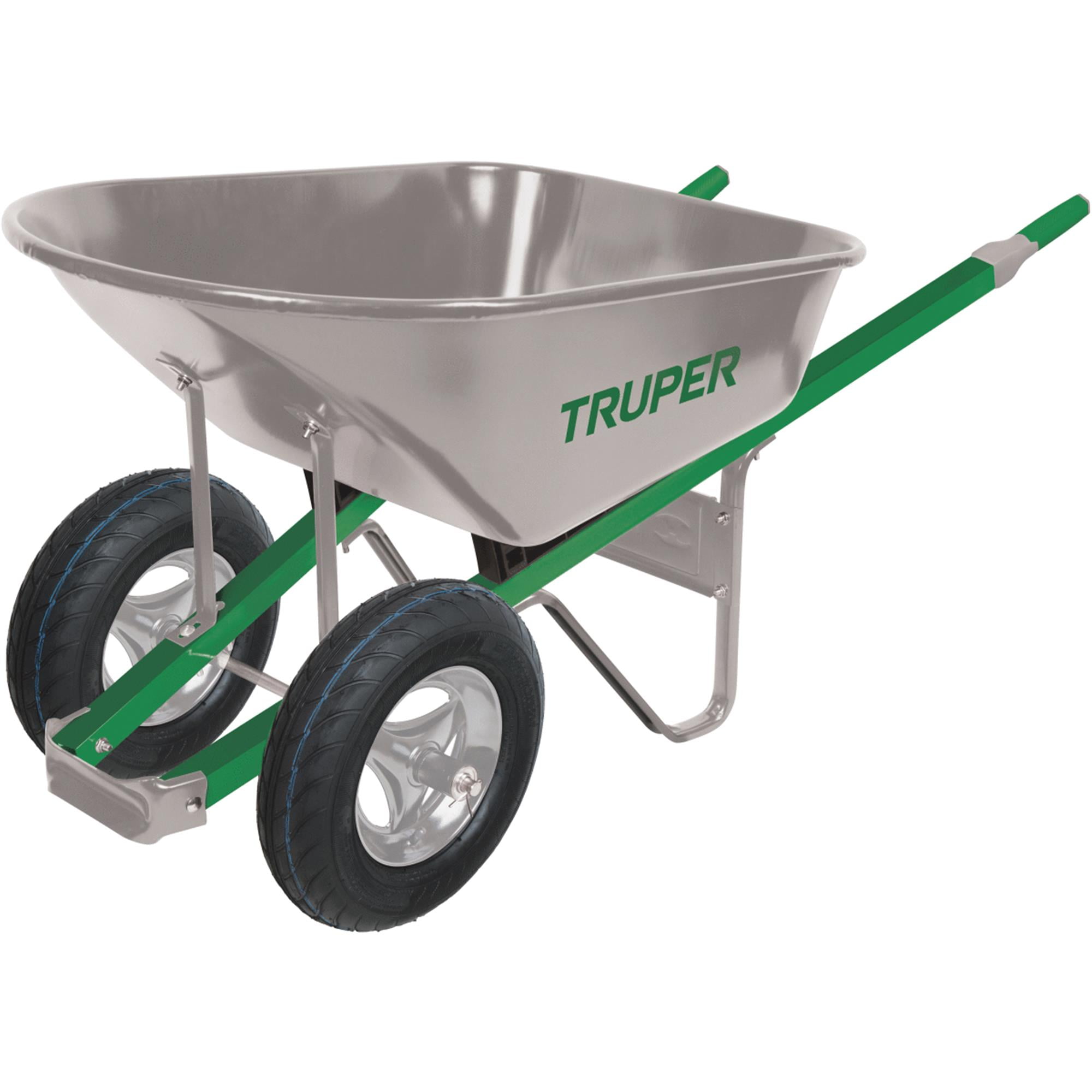 Truper Tru Tough Landscaper Dual Wheel Steel Wheelbarrow