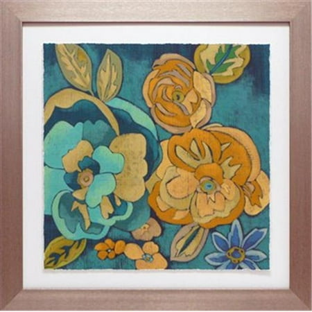 North American Art N1669 28 x 28 in. Trousseau Chintz III Framed Floral Art Print
