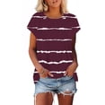 thumbnail image 2 of Summer Oversize Shirts for Womens 2025 Fashion Casual Short Sleeve Round Neck Print Ladies Blouse, 2 of 9