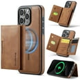 thumbnail image 6 of Magnetic Wallet Case for iPhone 15 Pro Max with Card Holder, Detachable Wireless Charging Faux Leather Kickstand Case with 8 Card Slots, RFID Blocking - 6.7 inch (Brown), 6 of 21