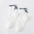 thumbnail image 2 of HNMKIU Women's Bow Crew Socks Soft Breathable Dress Socks for Girls and Ladies White,One Size, 2 of 3