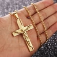 thumbnail image 4 of TYHLZJ Personality Creative Design Religious Jesus Christ Cross Pendant Amulet Simple Men's and Women's Necklace,Gold, 4 of 4