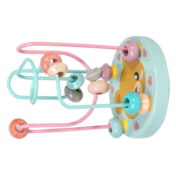 Laberinto de cuentas de estilo de dibujos animados, educativo, bricolaje, material de madera, pequeño, compacto, montaña rusa para bebé para entretenimiento, oso