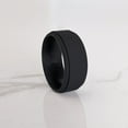 thumbnail image 4 of Smooth Black Step Edge Breathable Silicone Ring for Men 9mm Bandwidth, 4 of 7