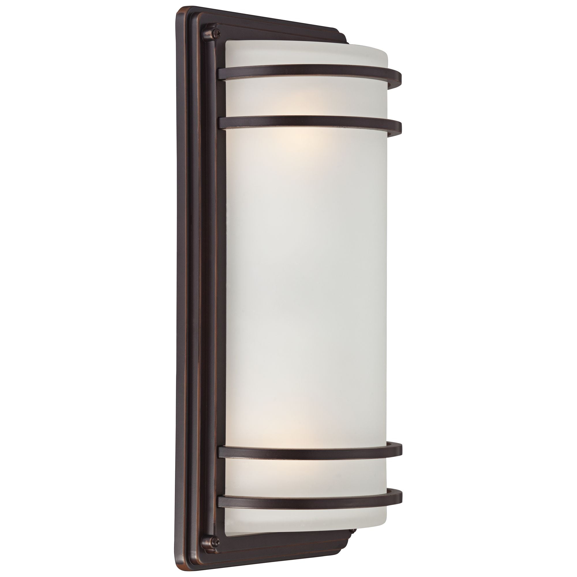 John Timberland Habitat Modern Industrial Outdoor Wall Light Fixtures Set of 2 Rubbed Bronze 16" Opal Glass for Post Exterior Barn Deck