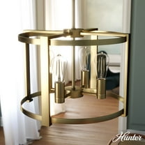 Hunter - Astwood 4-light Alturas Gold, Medium Size Chandelier, Dimmable, Caged Style, Drum Shaped, for Bedrooms, Dining, Living Rooms - 19958