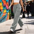 thumbnail image 6 of Women's Elastic Waist Pocket Sports Pants, 100% Polyester Soft Fabric, Multi-Pockets Casual Joggers, Workout Athletic Gym Running Hiking Travel, Womens Pants Straight | VerBelle,Gray XL, 6 of 9