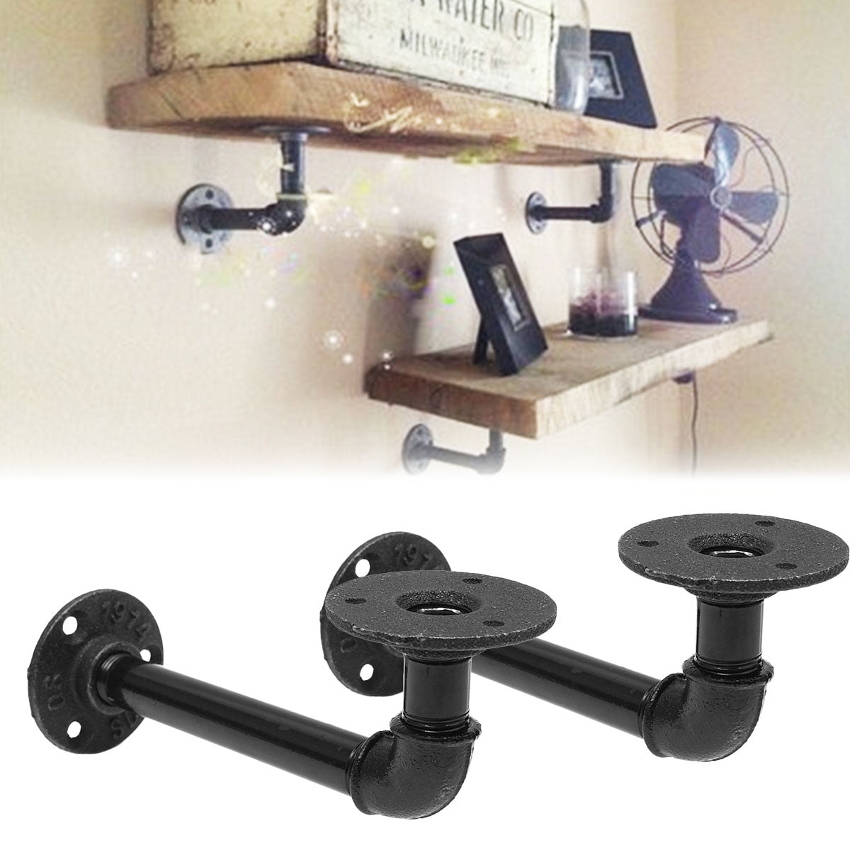 1Pc 16cm Industrial Pipe Shelf Retro Shelves Storage Hanging Holder