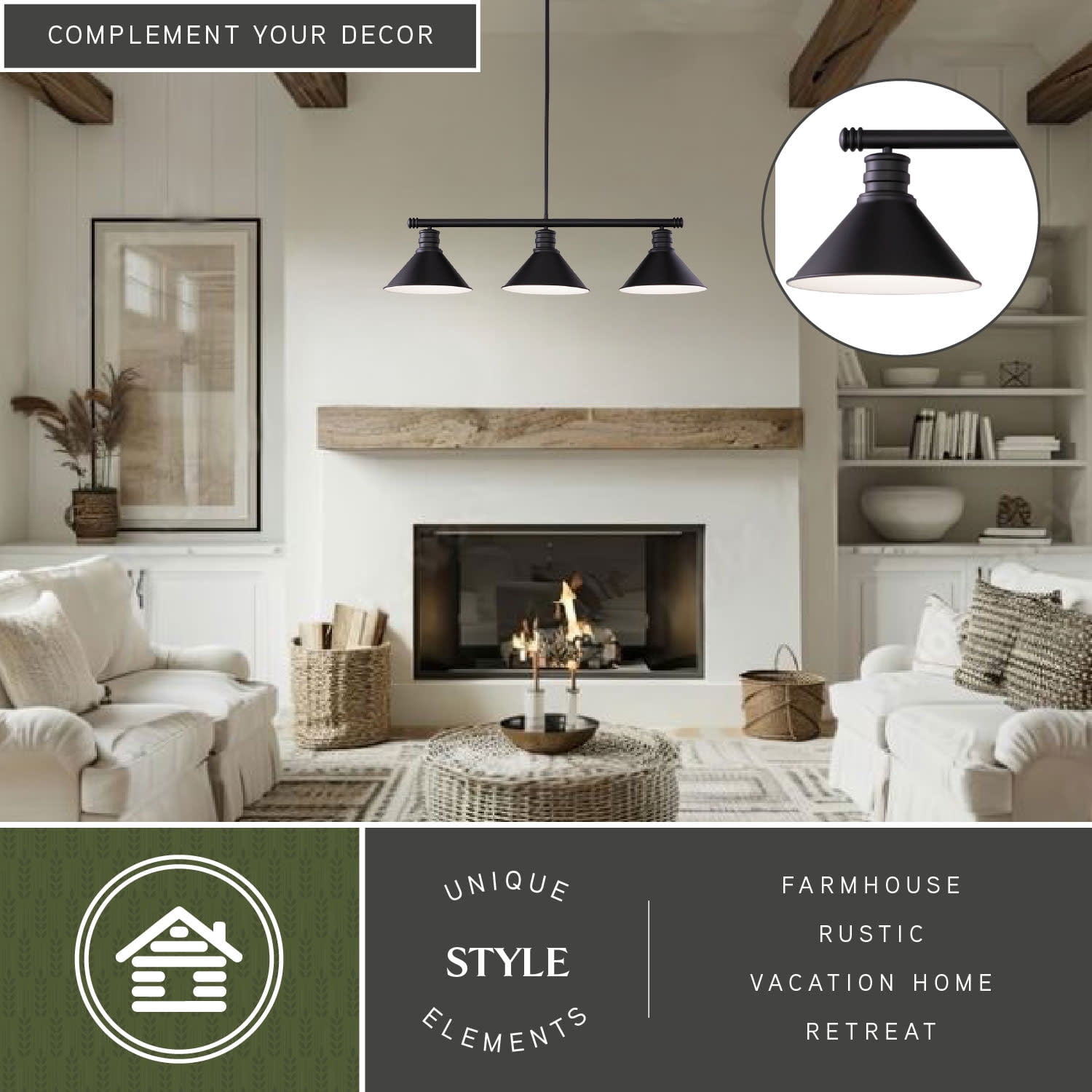Akron 3L Bronze Farmhouse Linear Chandelier Island Pendant Fixture Pool Table Light