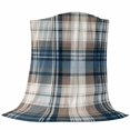 thumbnail image 6 of Blue Brown Plaid Blanket Soft Cozy Warm Throw Blanket for Couch, Plush Fuzzy Flannel Fleece Blankets for Sofa, Vintage Abstract Stripes Lattice Bed Blankets Lightweight Gifts for Women, 40"x50", 6 of 9