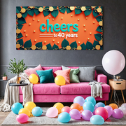Vibrant Pink Cheers to 40 Years Banner Background Decoration Party Supplies for Milestone Celebrations Photography Props Event Decor Backdrop