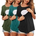 thumbnail image 2 of Winter Saving! Yievot Women's Round Neck Maternity Tops Clothes Solid Short Sleeve Pregnancy T Shirts 3-Pack, 2 of 7