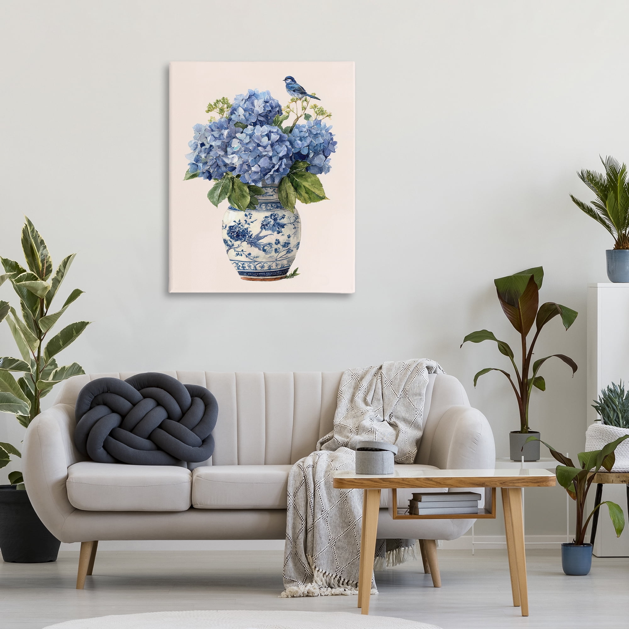 Stupell Industries Songbird Perched on Hydrangeas Canvas Wall Art, design by Imagine It Images
