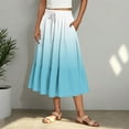 thumbnail image 6 of cocolona Womens Summer Elastic Waist Flowy Long Skirts Fashion Gradient Print Beach Vacation Boho A Line Skirts Comfy Midi Skirts for Women Light Blue L, 6 of 6