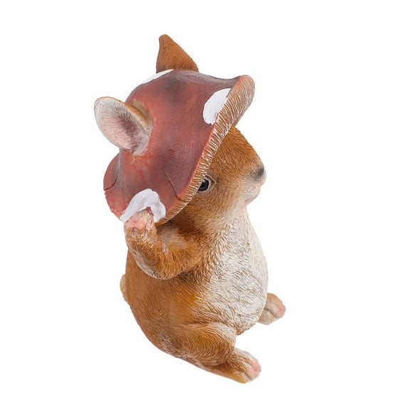 WHAMVOX  Rabbit Mini Ceramics Animal Mushroom Head Ornaments Figurine