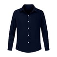thumbnail image 4 of Babysbule Women's Crinkled Gauze Button Down Shirt, Long Sleeve Turn-Down Collar Loose Fit Blouse for Casual Daily & Office Wear, 4 of 5