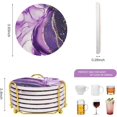 thumbnail image 3 of Geichan Purple Agate Coasters for drinks with Gold Holder,Absorbent Marble Coasters Set with Cork Base for Tabletop Protection,Stone Coasters for Coffee Table Kitchen Decor Gift Women Cup Bar Coasters, 3 of 8