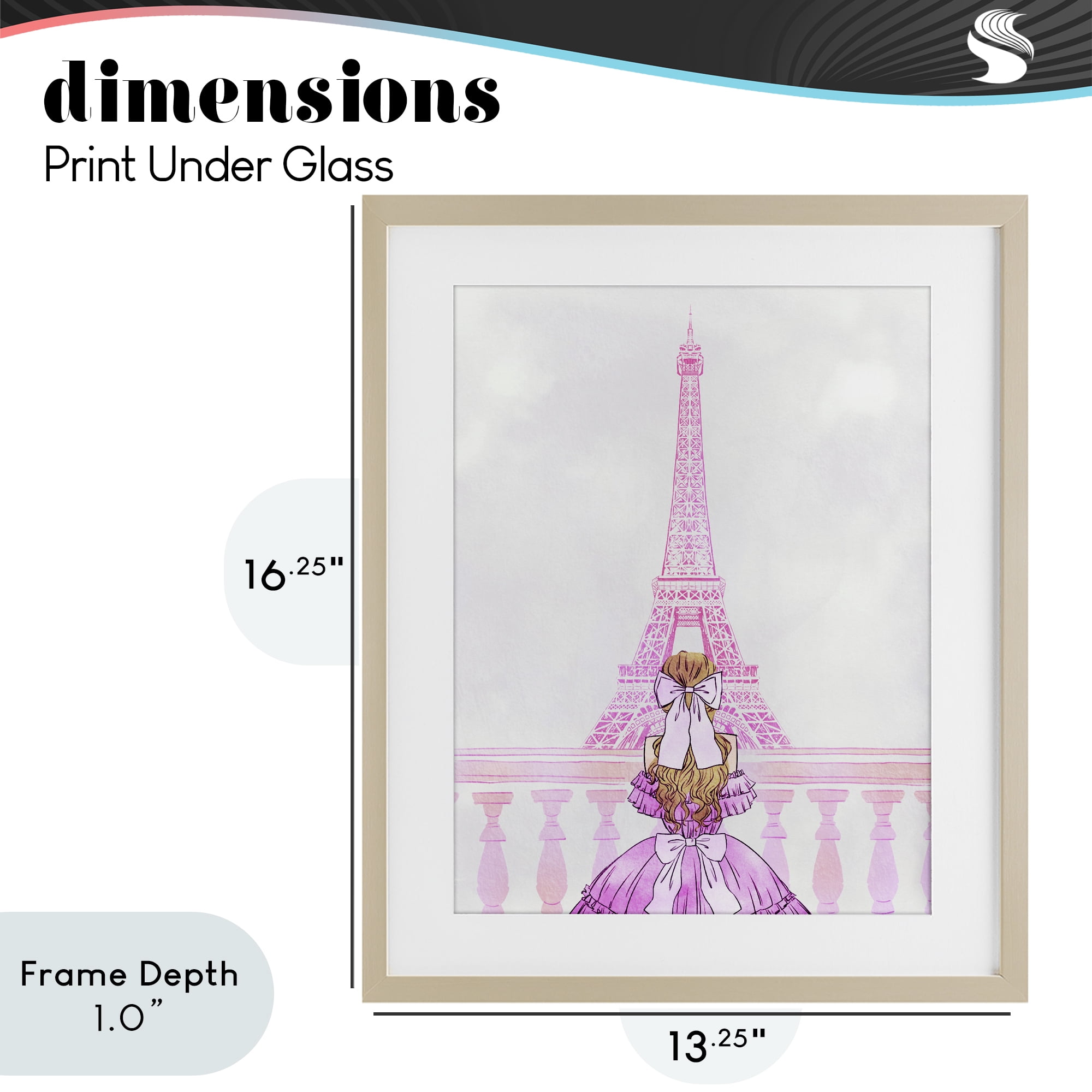 Stupell Industries Pink Gown & Eiffel Tower Birch Framed Print Under Glass, design by Ziwei Li
