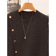 thumbnail image 4 of 1pc Solid Color Cropped Round Neck Asymmetrical Button Design Fashion Layering Sleeveless Knit Vest Tank Top Summer, Effortless Style, 4 of 9