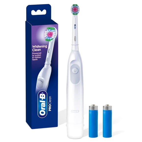 Oral B Pro Clean Battery Toothbrush, Whitening Clean - White, with Brush Head, Built-in Timer and batteries included