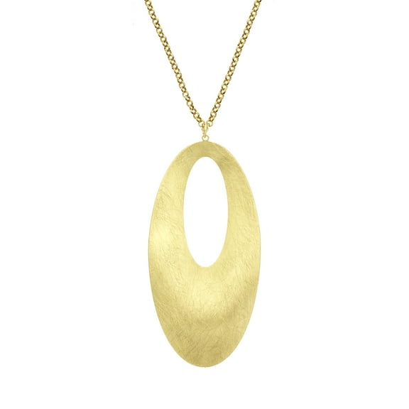X & O Gold Tone Oval Pendant Necklace