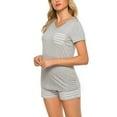 thumbnail image 4 of Women Summer Pajamas Set,Deep V Neck Short Sleeve Sleepshirt with Stripped Shorts pj set,2 Piece Modal Nightwear Super Comfy Causal Sleepwear Classic Loungewear,Top Shorts Nightshirt,S-2XL Gray, 4 of 7
