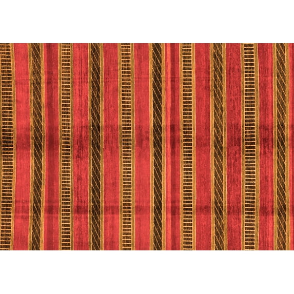 Ahgly Company Indoor Rectangle Oriental Orange Modern Area Rugs, 7' x 10'