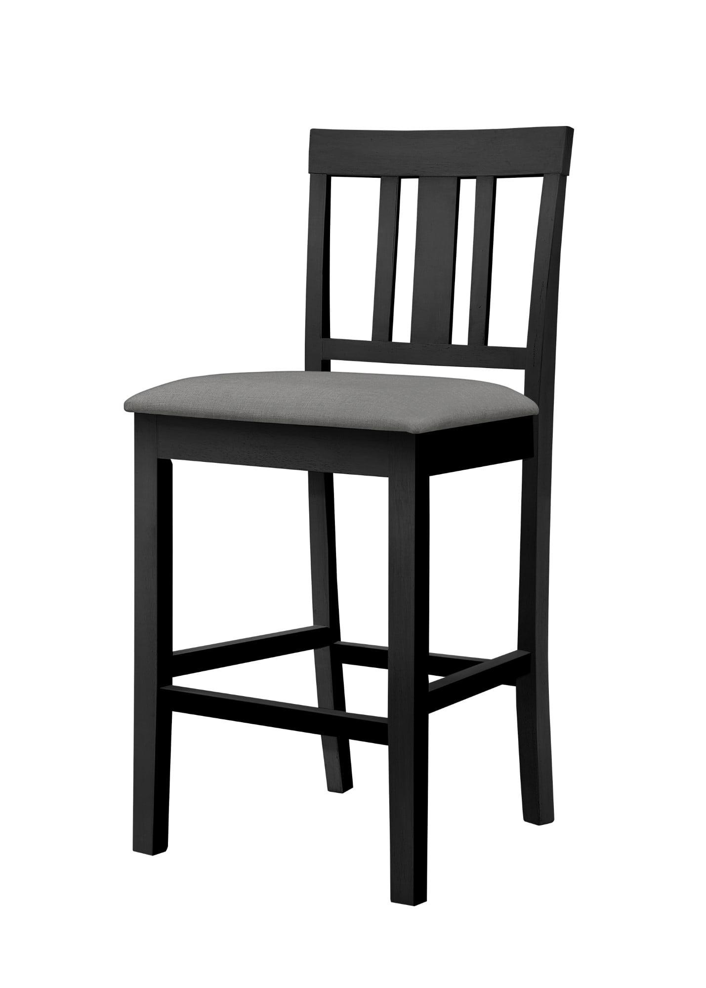 Home Design Kinsley 5-Piece Counter-Height Dining Set, Square Black/Gray Table with 4 Slat-Back Cushioned Chairs