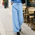 thumbnail image 6 of Women's Soft Nylon Spandex Stretch Trousers, Elastic Waist Straight Leg Long Pants with Functional Pockets, Tummy Control Slimming Fit, Casual Daily Wear, Work & Weekend | TruHer,Sky Blue M, 6 of 9