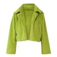 thumbnail image 6 of LoyisViDion Coat Women Coat Fluffys Fleece Turn-Down Collar Faux Furs Top Short Loose Coat Green 8(L), 6 of 8