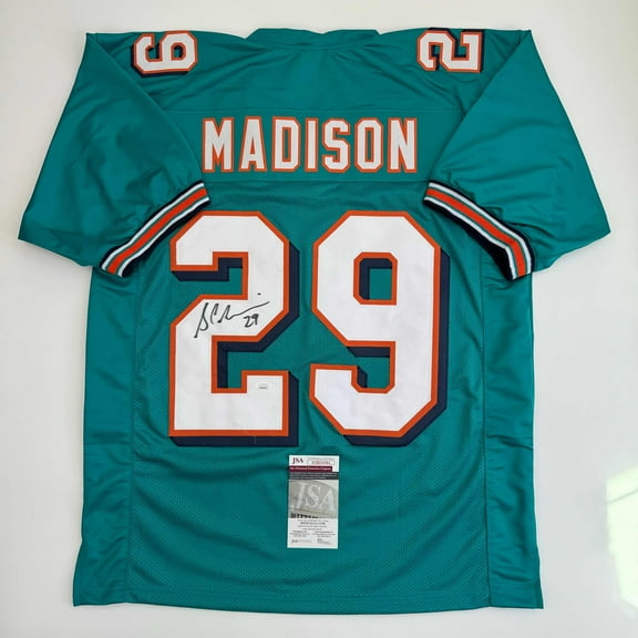 Autographed/Signed Sam Madison Miami Teal Football Jersey JSA COA