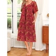 thumbnail image 3 of Avidlove Women's Nightgown Short Sleeve House Dress with Pockets Comfy Loungwear Printed Sleepwear, 3 of 5