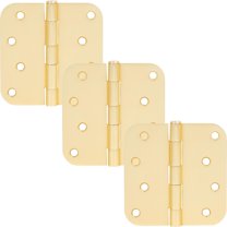 Stone Harbor Hardware 4" Door Hinges, 5/8" Radius Corner, Satin Brass, 3-Pack